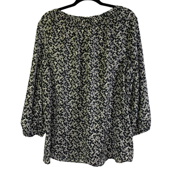 TALBOTS Black & White Diamond Print Peasant Top Blouse‎ - Picture 8 of 11